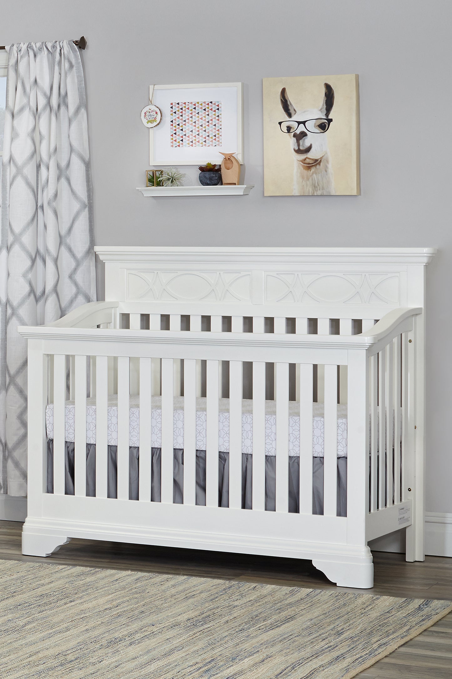 White Solid and Manufactured Wood Standard Four In One Convertible Crib-4