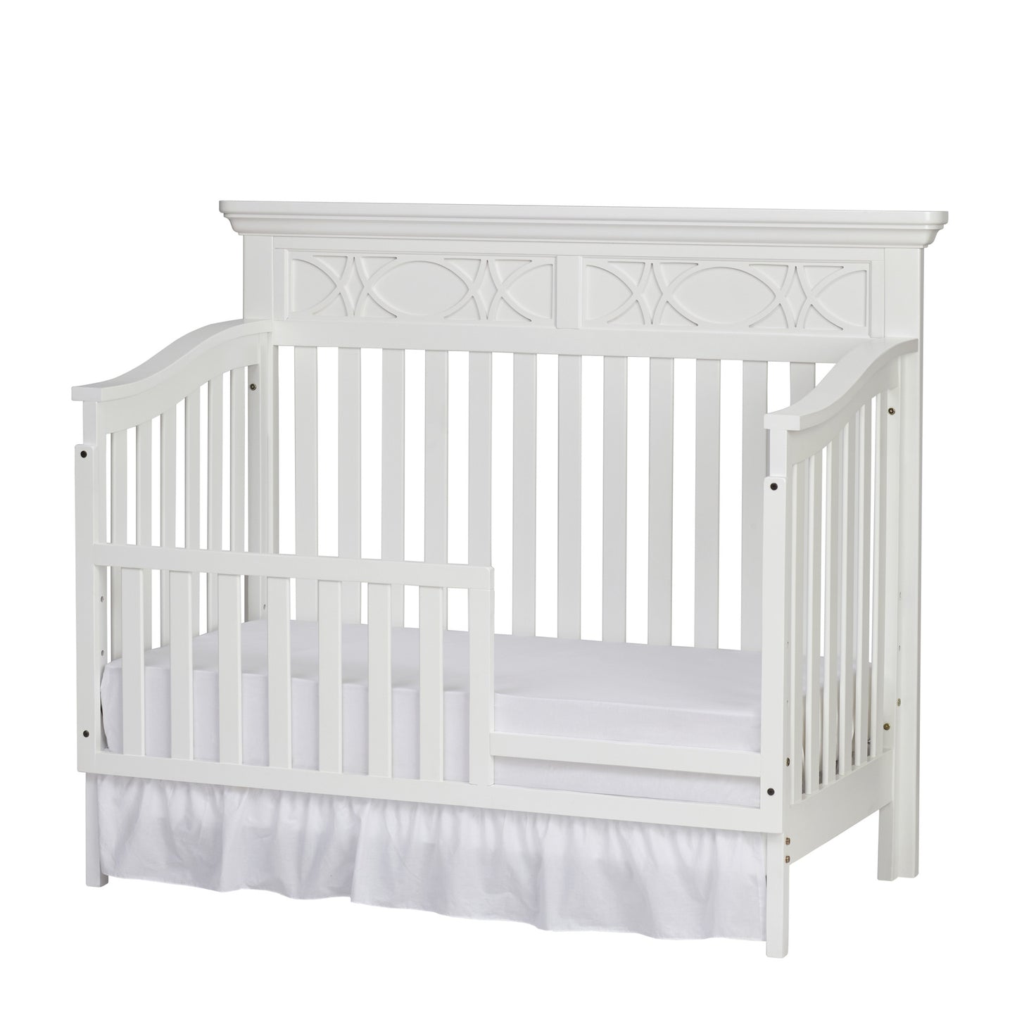 White Solid and Manufactured Wood Standard Four In One Convertible Crib-0