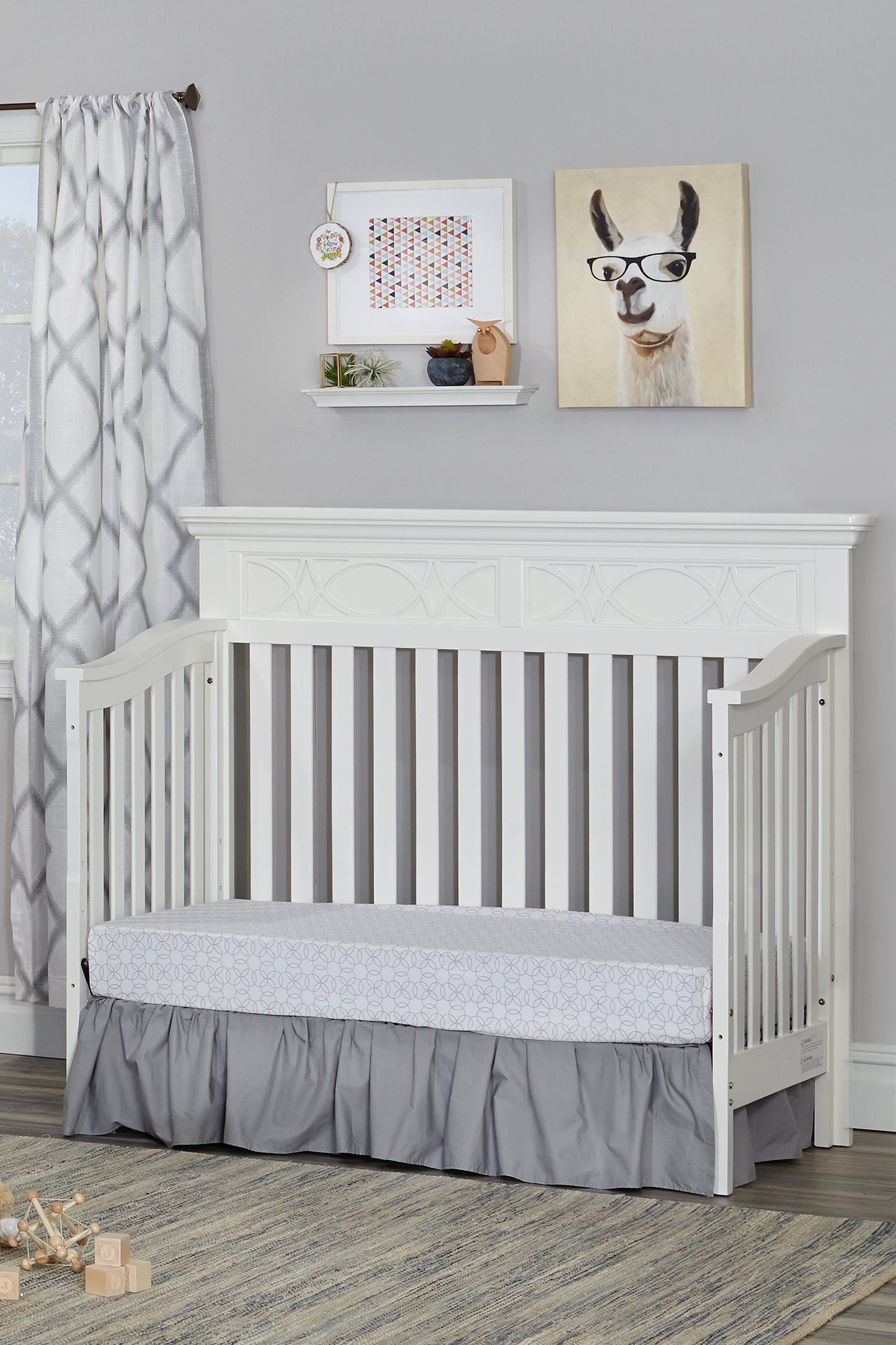 White Solid and Manufactured Wood Standard Four In One Convertible Crib-6