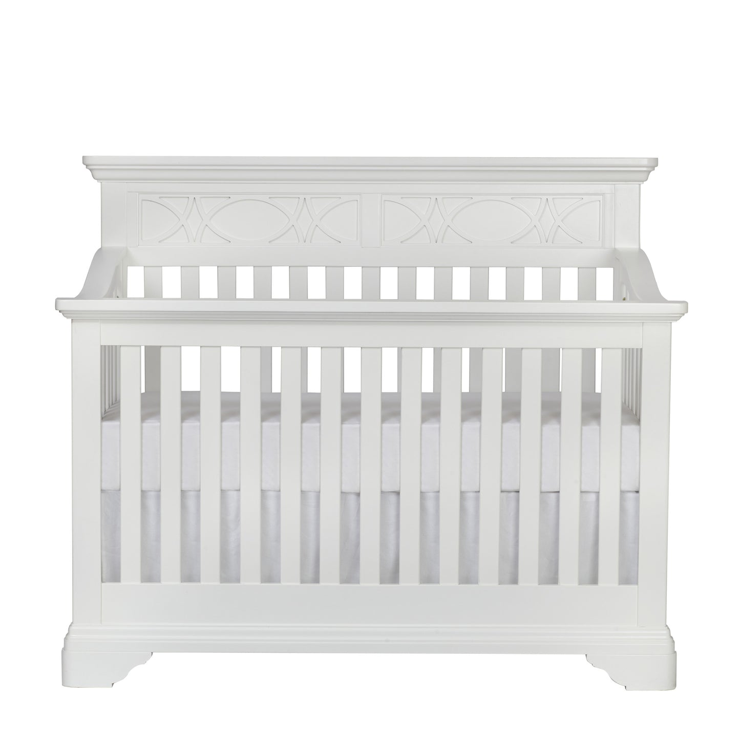 White Solid and Manufactured Wood Standard Four In One Convertible Crib-1