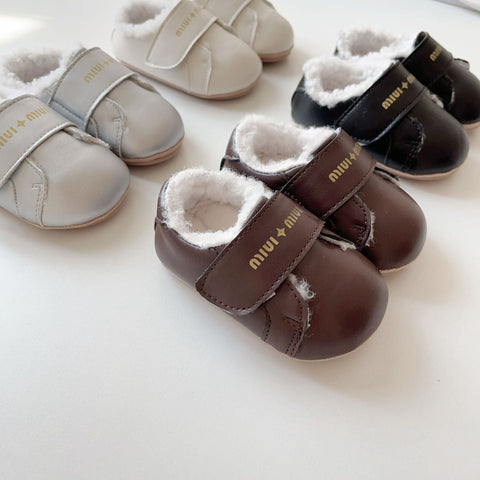 Winter Hot Selling Baby Letters Print Cozy Fleece Toddler Walking Shoes-0