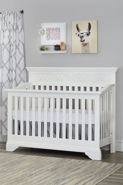 White Solid and Manufactured Wood Standard Four In One Convertible Crib-4