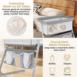 Baby Bassinet Bedside Crib with Adjustable Height Comfy Mattress-Gray-0