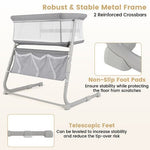 Baby Bassinet Bedside Crib with Adjustable Height Comfy Mattress-Gray-3
