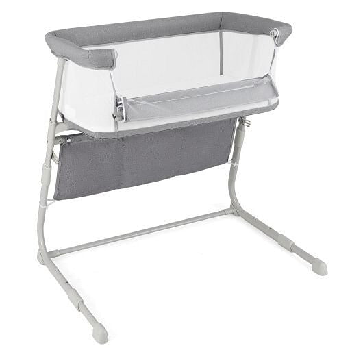 Baby Bassinet Bedside Crib with Adjustable Height Comfy Mattress-Gray-4