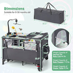 Grey Foldable Baby/Toddler Playpen Bassinet Bed Crib Music Box-3