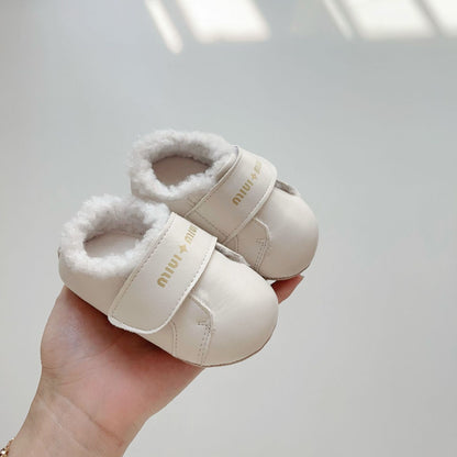 Winter Hot Selling Baby Letters Print Cozy Fleece Toddler Walking Shoes-2