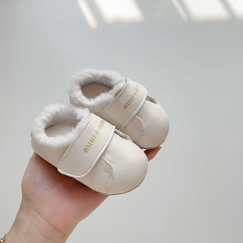 Winter Hot Selling Baby Letters Print Cozy Fleece Toddler Walking Shoes-2