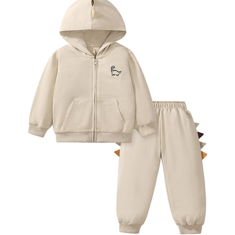 High Quality Spring And Autumn Boys Dinosaur Design Long Sleeves Top Zip-Up Hoodie And Pants Clothing Set-0