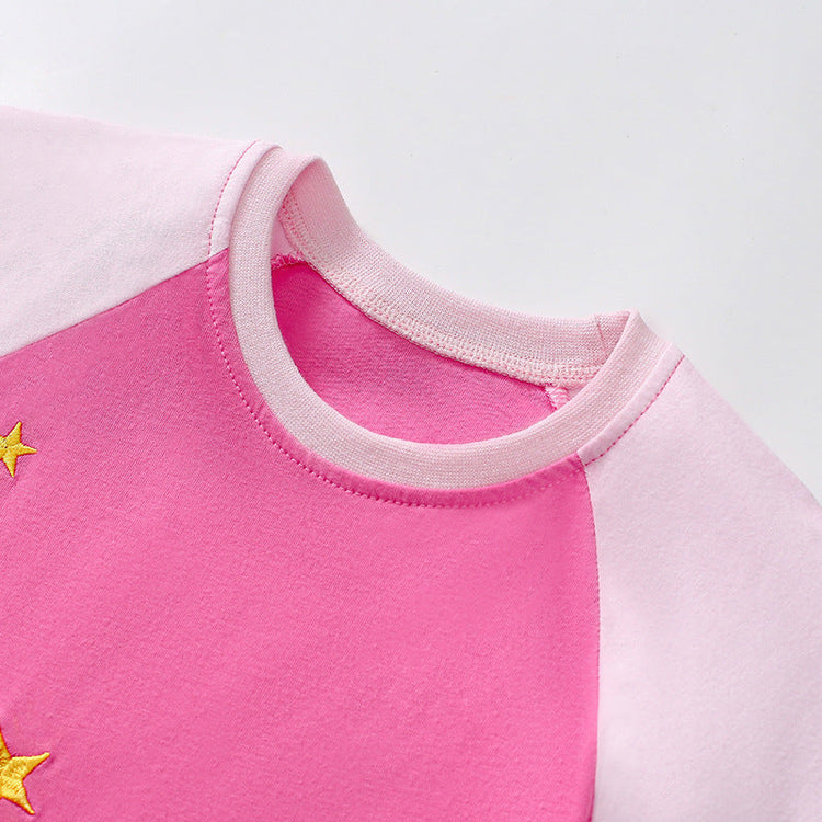 Summer Arrival Cartoon Unicorn Pattern Short Sleeves Dress for Stylish Girls-3