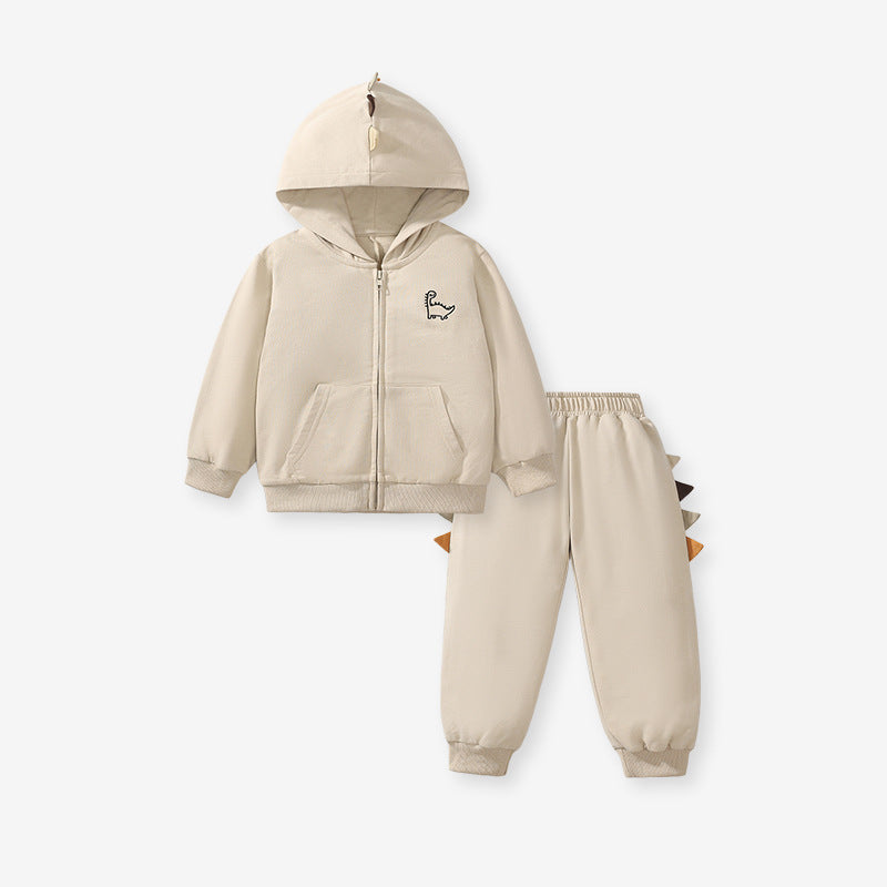 High Quality Spring And Autumn Boys Dinosaur Design Long Sleeves Top Zip-Up Hoodie And Pants Clothing Set-1