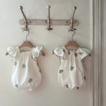 Summer Hot Selling Baby Kids Girls Fly Sleeves Flowers Pattern Embroidered Princess Onesies-0