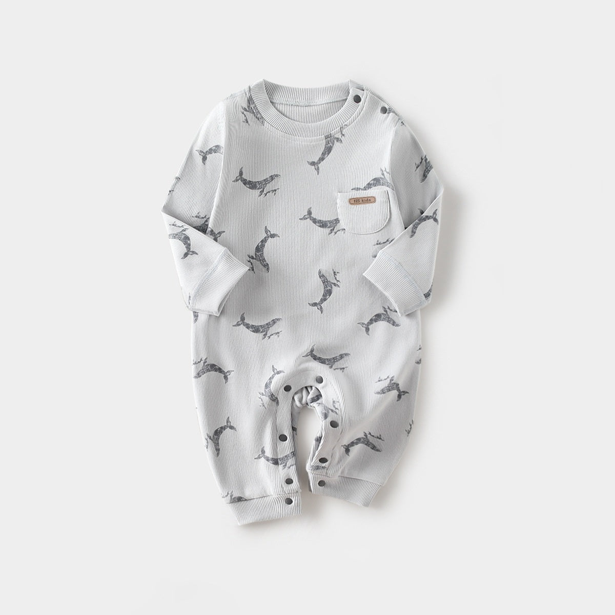 Spring Arrival Baby Unisex Long Sleeves Simple Pattern Rompers-7