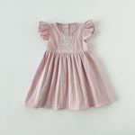 Summer New Arrival Kids Girls Fly Sleeves Floral Pattern Embroidery Princess Dress-2