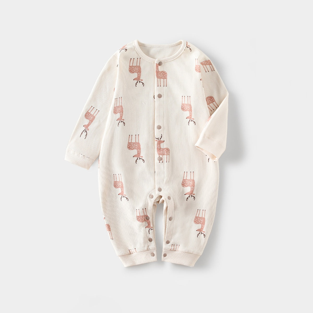Spring Arrival Baby Unisex Long Sleeves Simple Pattern Rompers-6