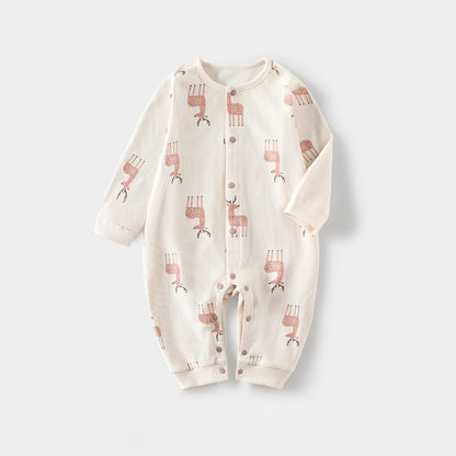 Spring Arrival Baby Unisex Long Sleeves Simple Pattern Rompers-6