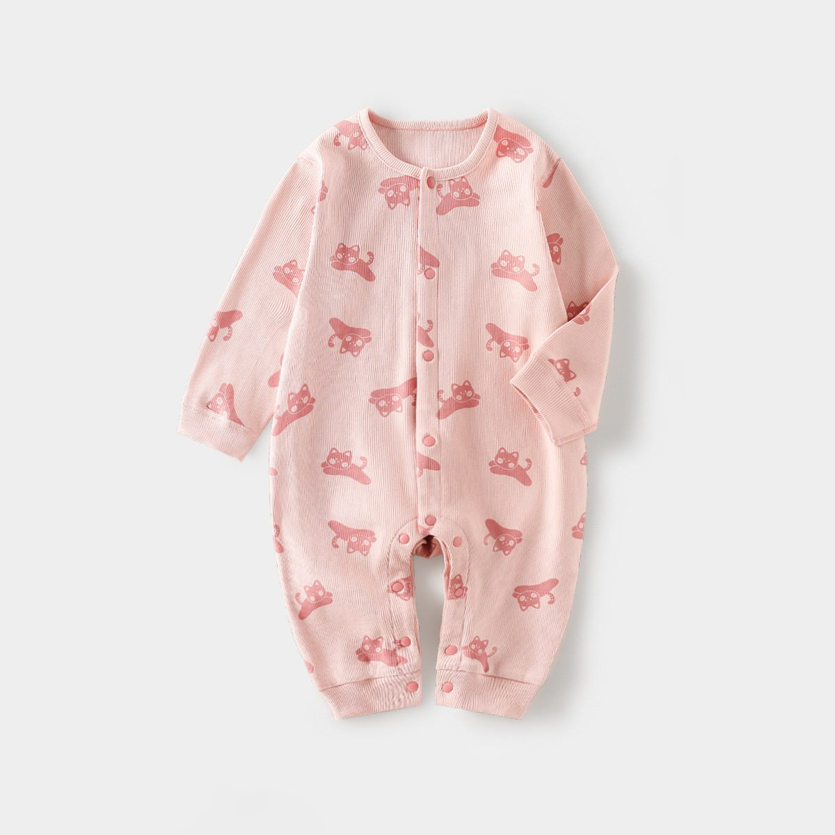 Spring Arrival Baby Unisex Long Sleeves Simple Pattern Rompers-5